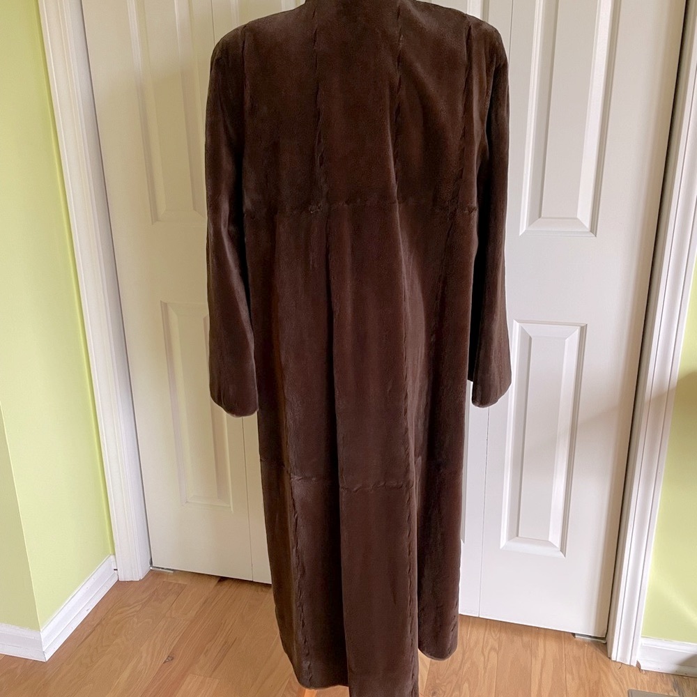 SAGA MINK Sheared Dark Brown Mink Long Coat XL Mint 💥 - Picture 5 of 11